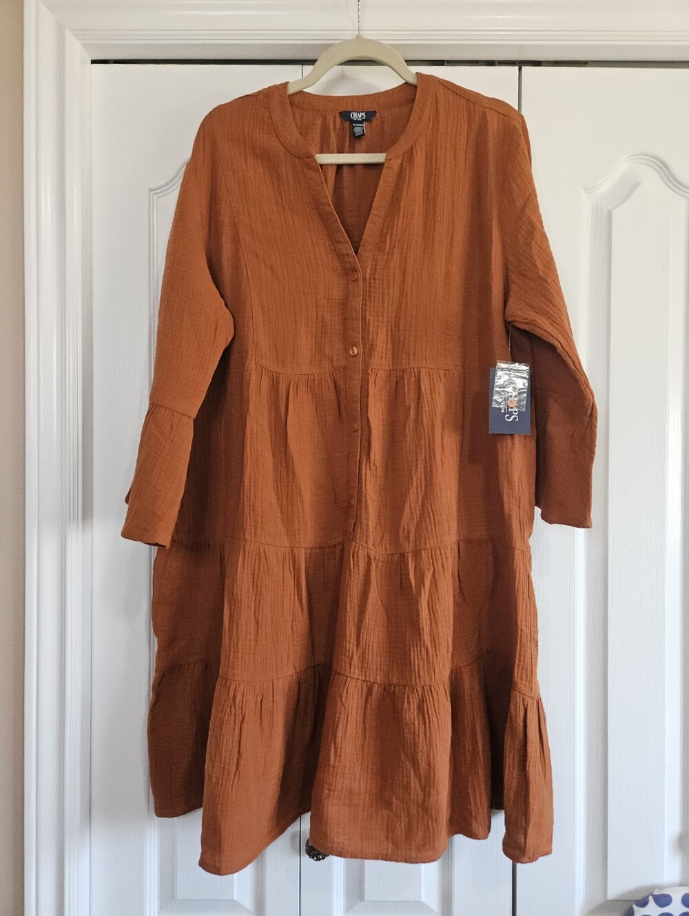 Orange Loose Fit Dropped Waist Dress
